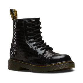 Dr Martens kids - 1460 J Pooch Black Sequins lace up boot with zip