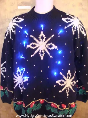 Massive Snowflakes Awesome Light Up Ugly Xmas Sweater