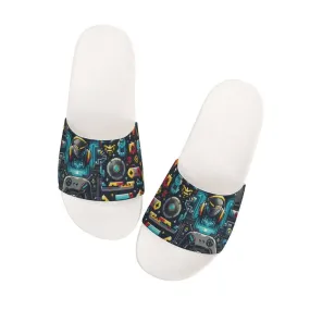 Teal Pattern Slide Sandals